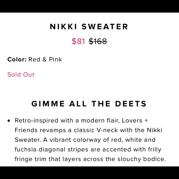 HP❤️EUC Lovers + Friends Nikki Sweater - Picture 3 of 8